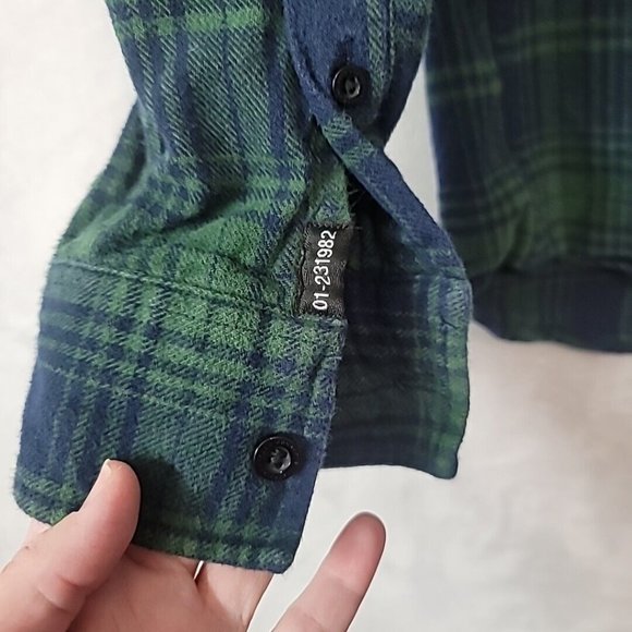 Bascom Projects Men's Flannel Shirt Size Large Blue Green Plaid Shirt #01-231882 - Picture 3 of 15